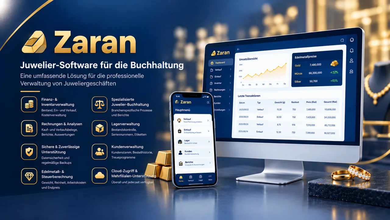 Zaran – Buchhaltungssoftware für Goldhändler und Juweliere mit Live-Kurstafel